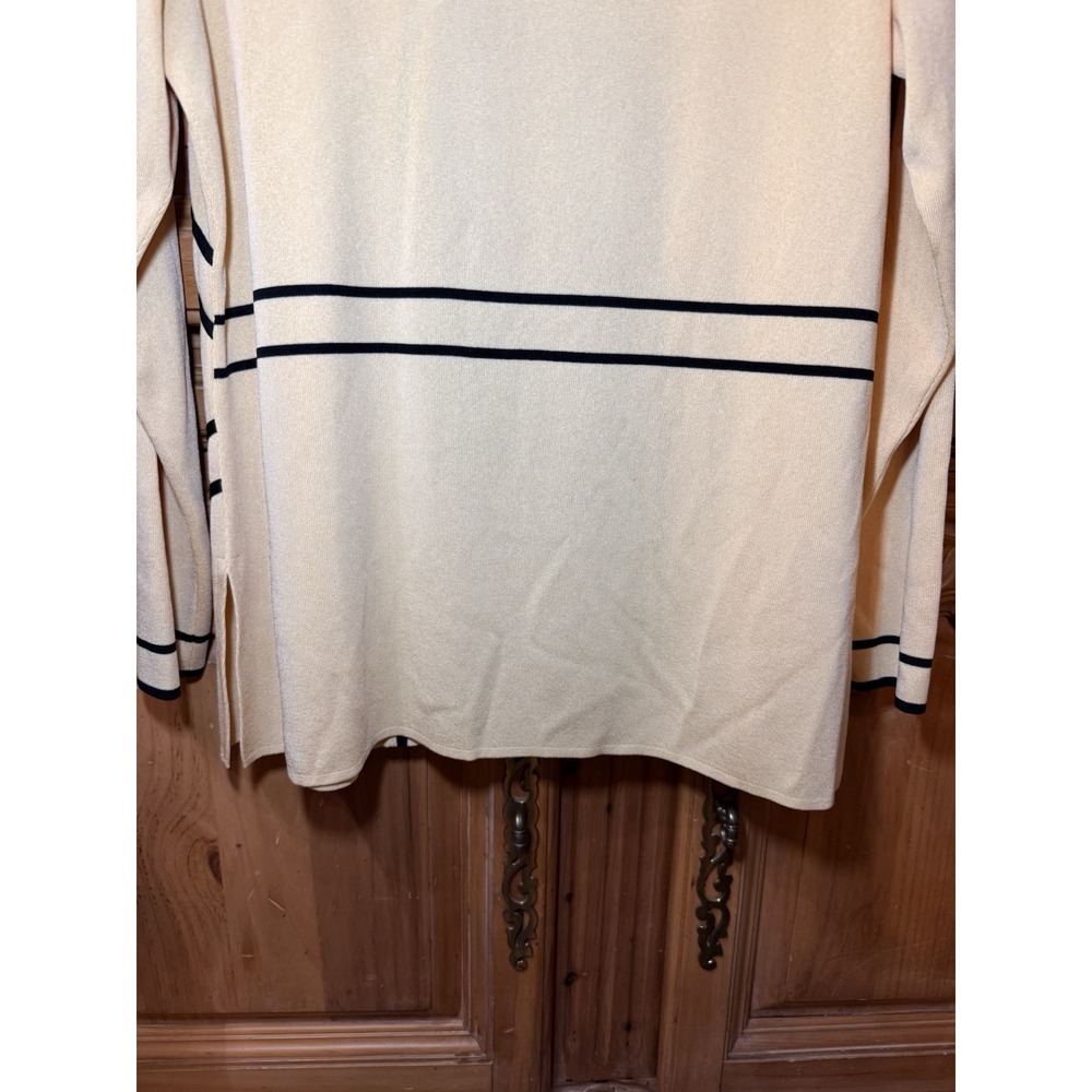 Vintage Exclusively Misook Yellow & Black Geometric Stripe Cardigan Korea S - Picture 7 of 11